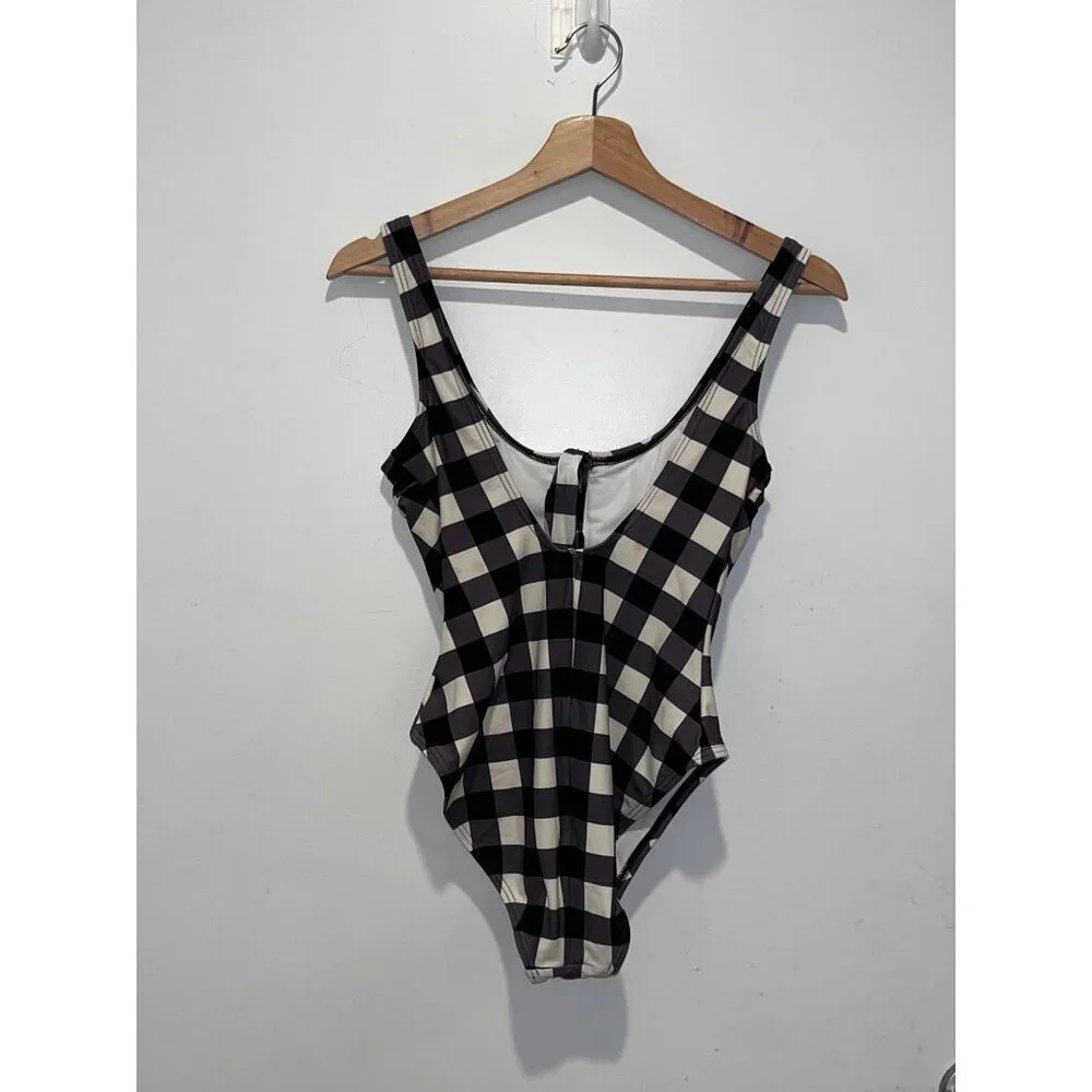 Kate Spade Black & White Bunny Gingham  One-Piece Women's Swimsuit Size S